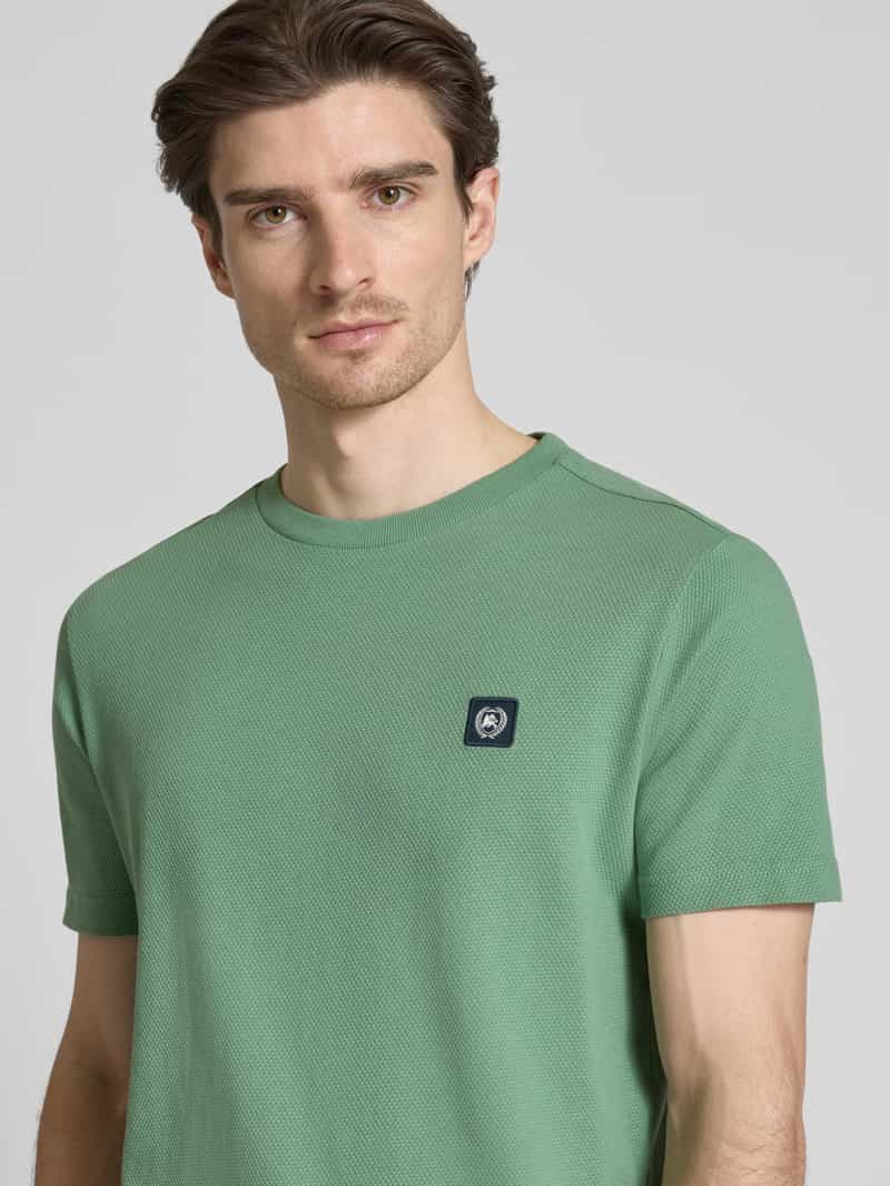 Lerros T-shirt met structuurmotief en ronde hals