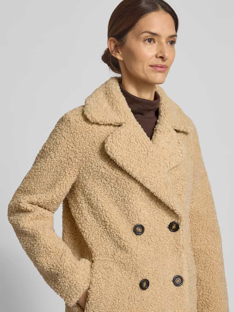Soyaconcept Lange jas van teddybont met de reverskraag model 'Mukite'