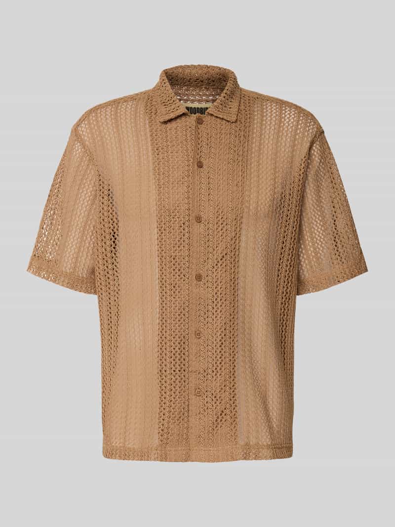 WOODBIRD Relaxed fit vrijetijdsoverhemd in semi-transparant design
