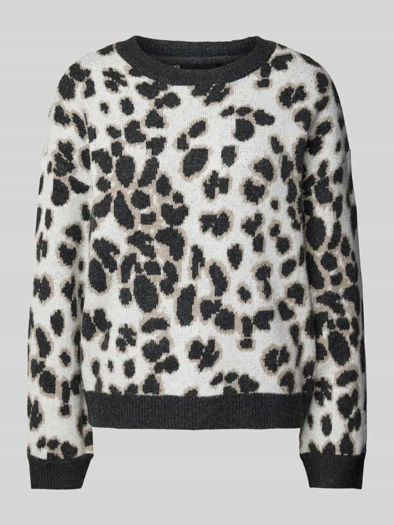 Pieces Regular fit gebreide pullover met dierenprint model 'NANA'