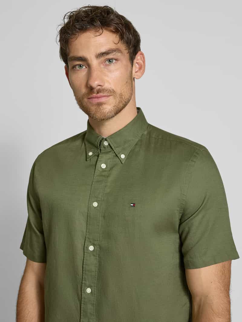 Tommy Hilfiger Regular fit vrijetijdsoverhemd van een mix van katoen en linnen