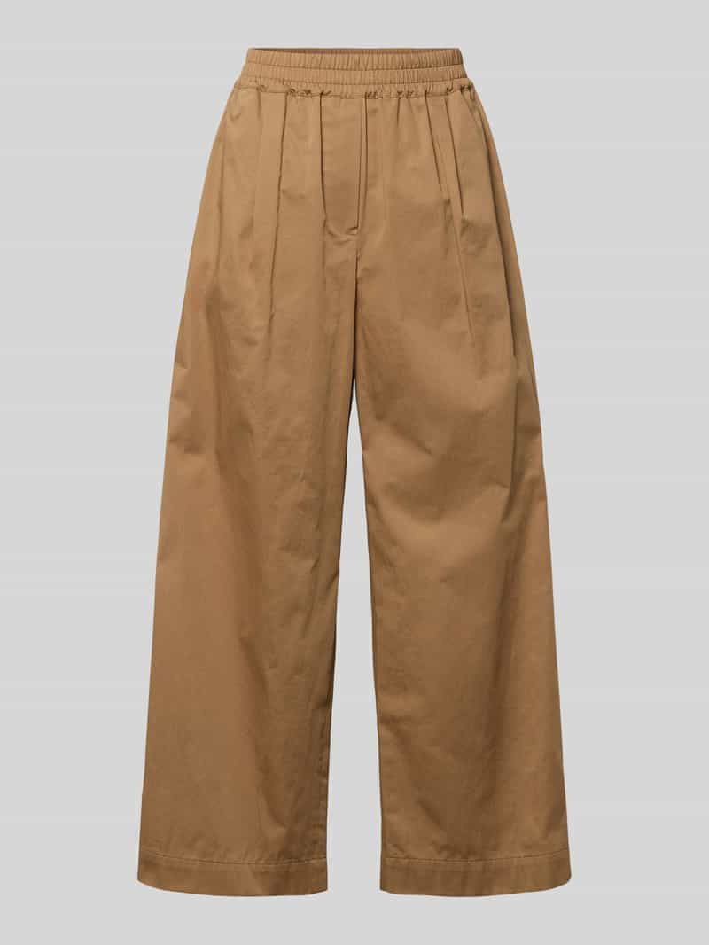 Weekend Max Mara Damen Hellbraun Regular Fit Weite Hose Aus Reiner Baumwolle Modell 'Golfo' In Größe Größe 40