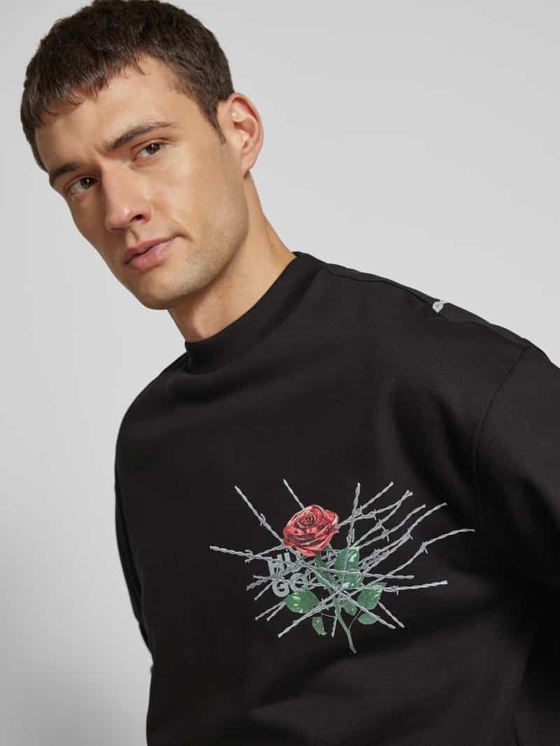 HUGO Sweatshirt met ribboorden model 'Derumkek'