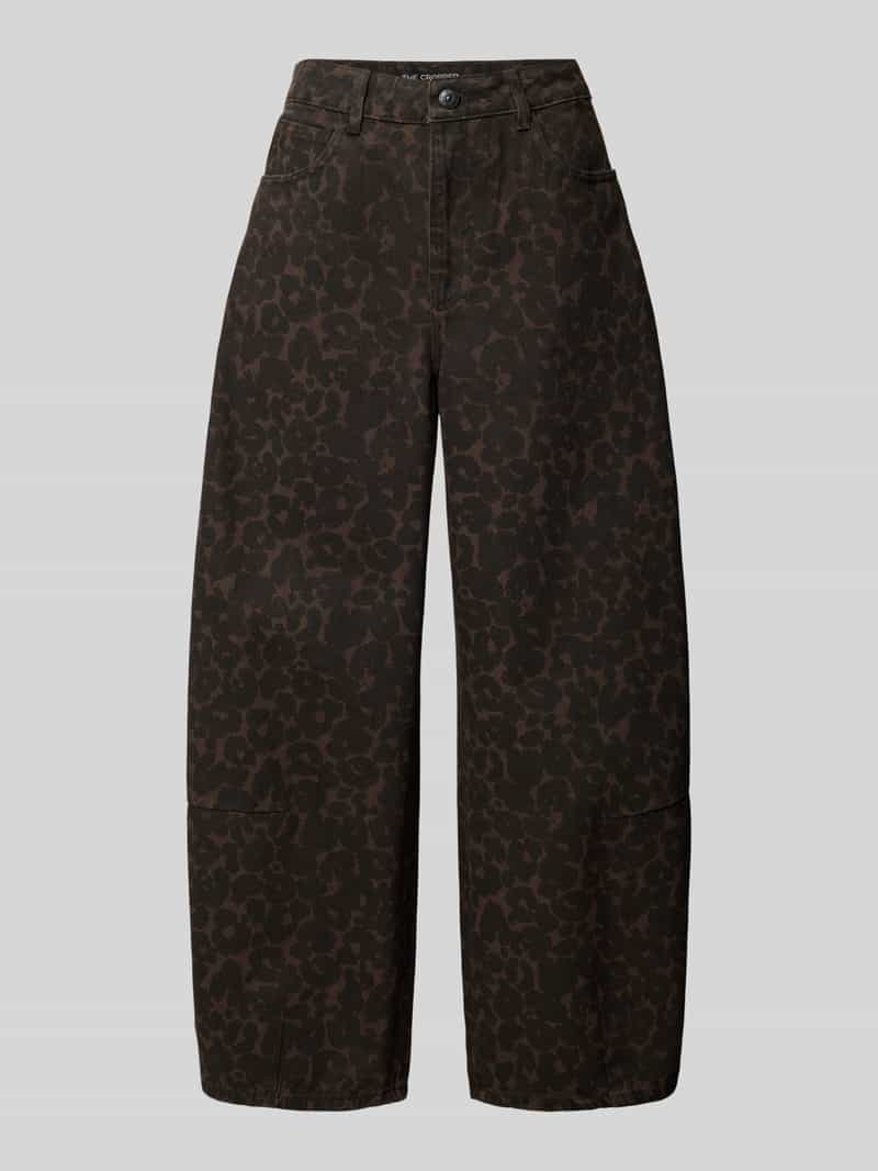 wide fit jeans van puur katoen met dierenprint