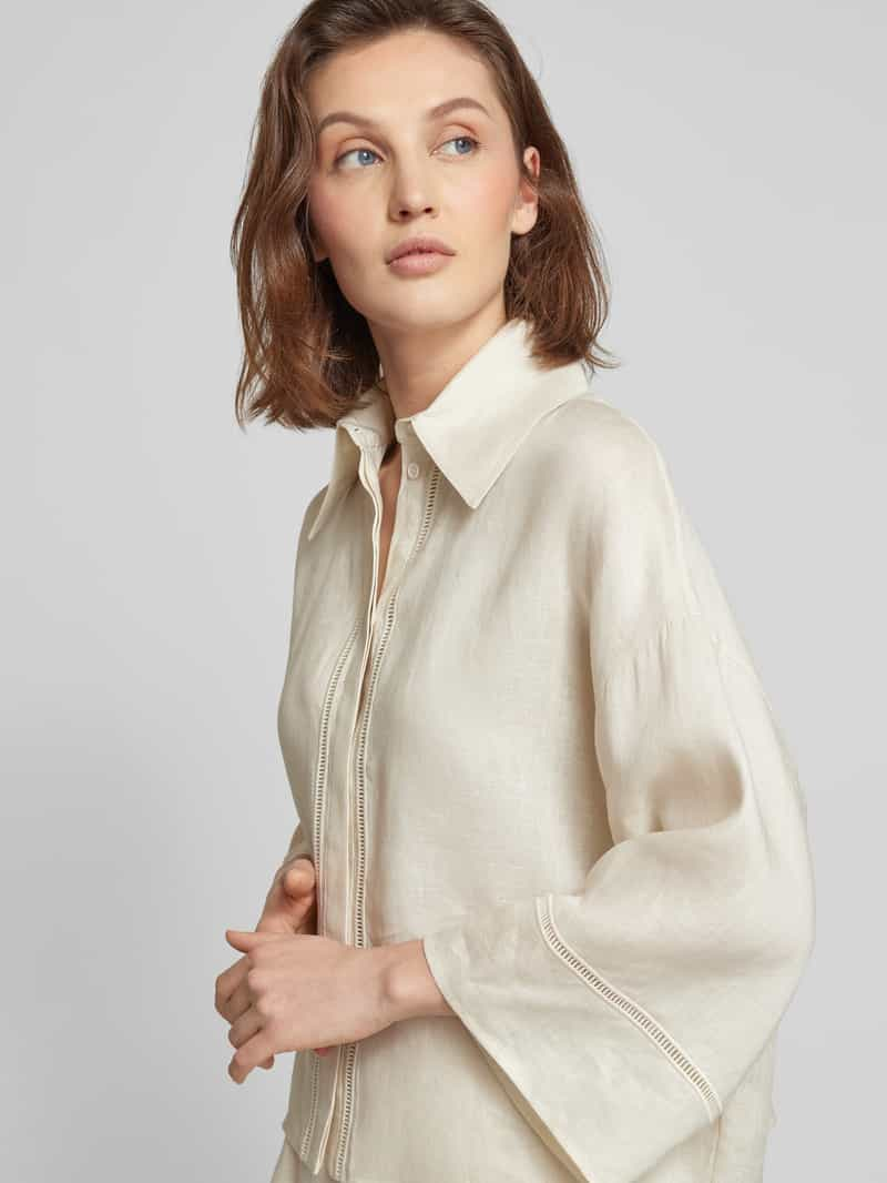 MaxMara Leisure Linnen blouse met platte kraag model 'ROBINIA'