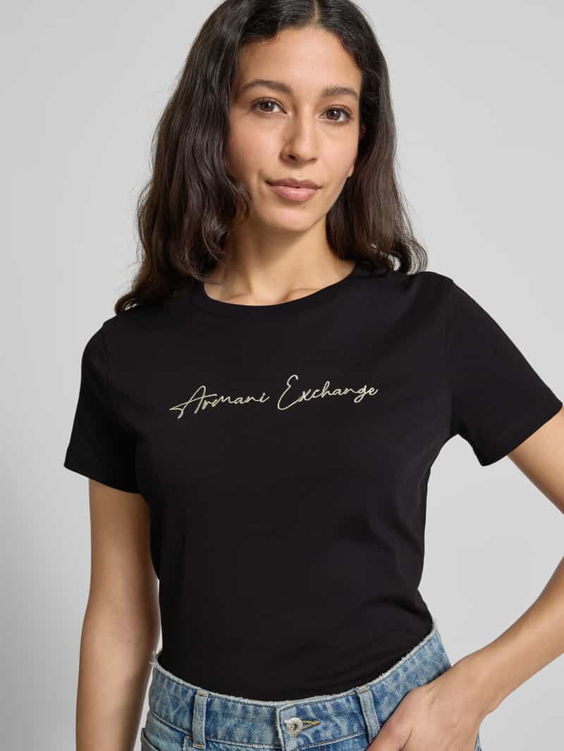 Armani Exchange T-shirt met labelstitching