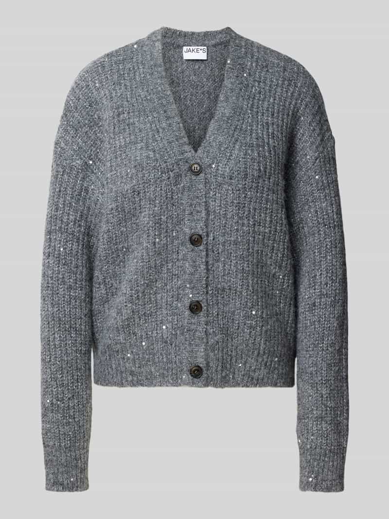Jake*s Casual cardigan met sierknopen 'K106-LurexCardi'
