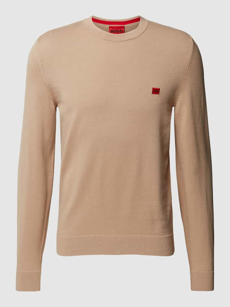 HUGO Gebreide pullover met labelpatch, model 'San Cassius'