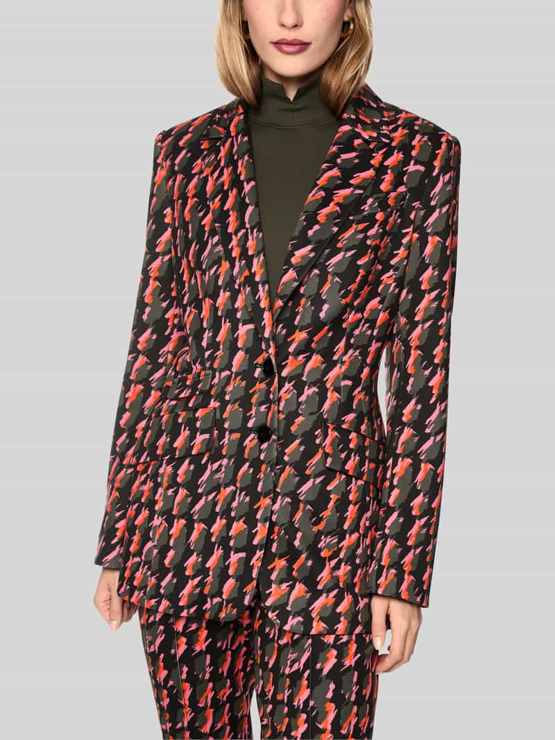 Marc Cain Regular fit lange blazer met labeldetail