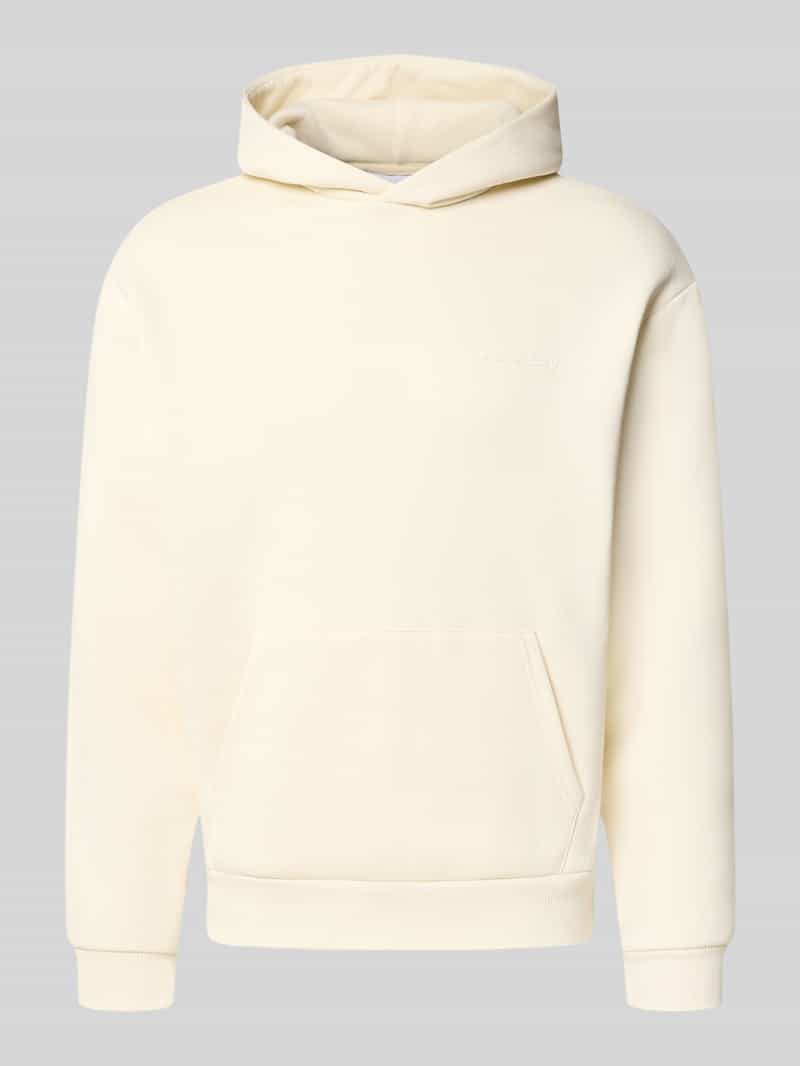 Regular fit hoodie van katoenmix met labeldetail