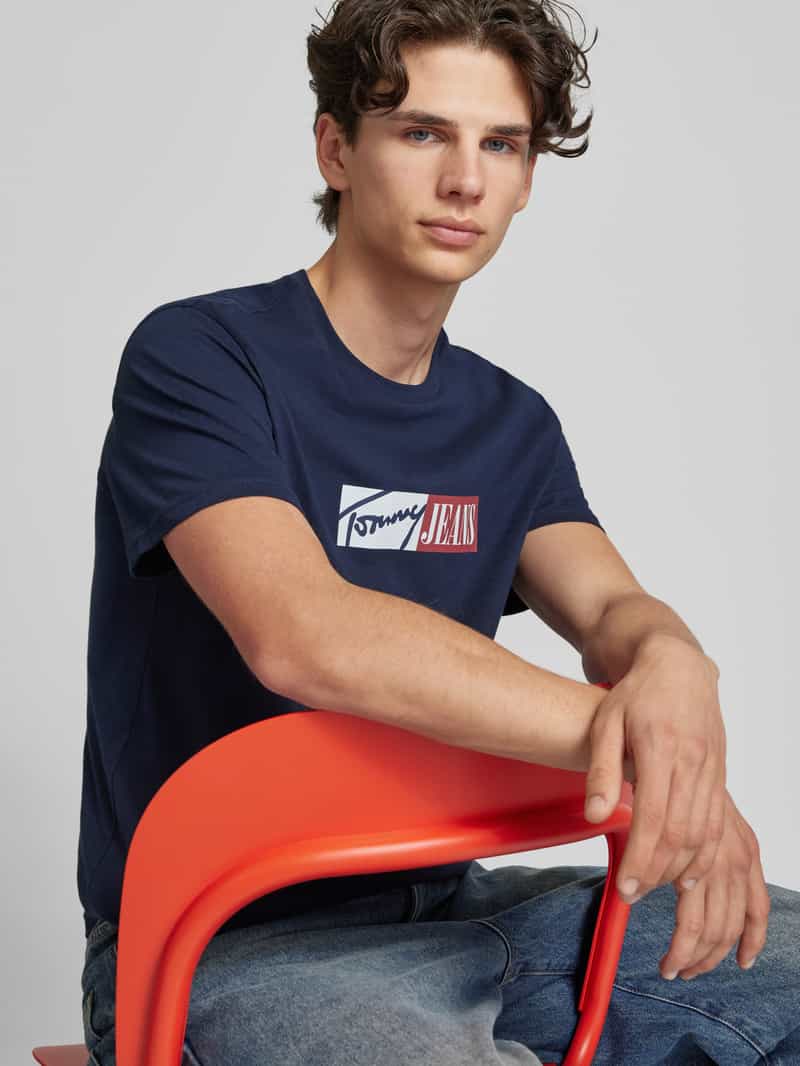 Tommy Jeans Slim fit T-shirt met labelprint