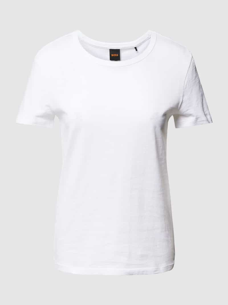 Boss Orange T-shirt met geribde ronde hals model 'Esla'