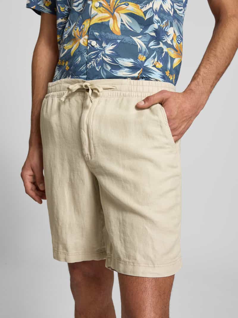 Superdry Regular fit korte linnen broek met tunnelkoord model 'Merchant'