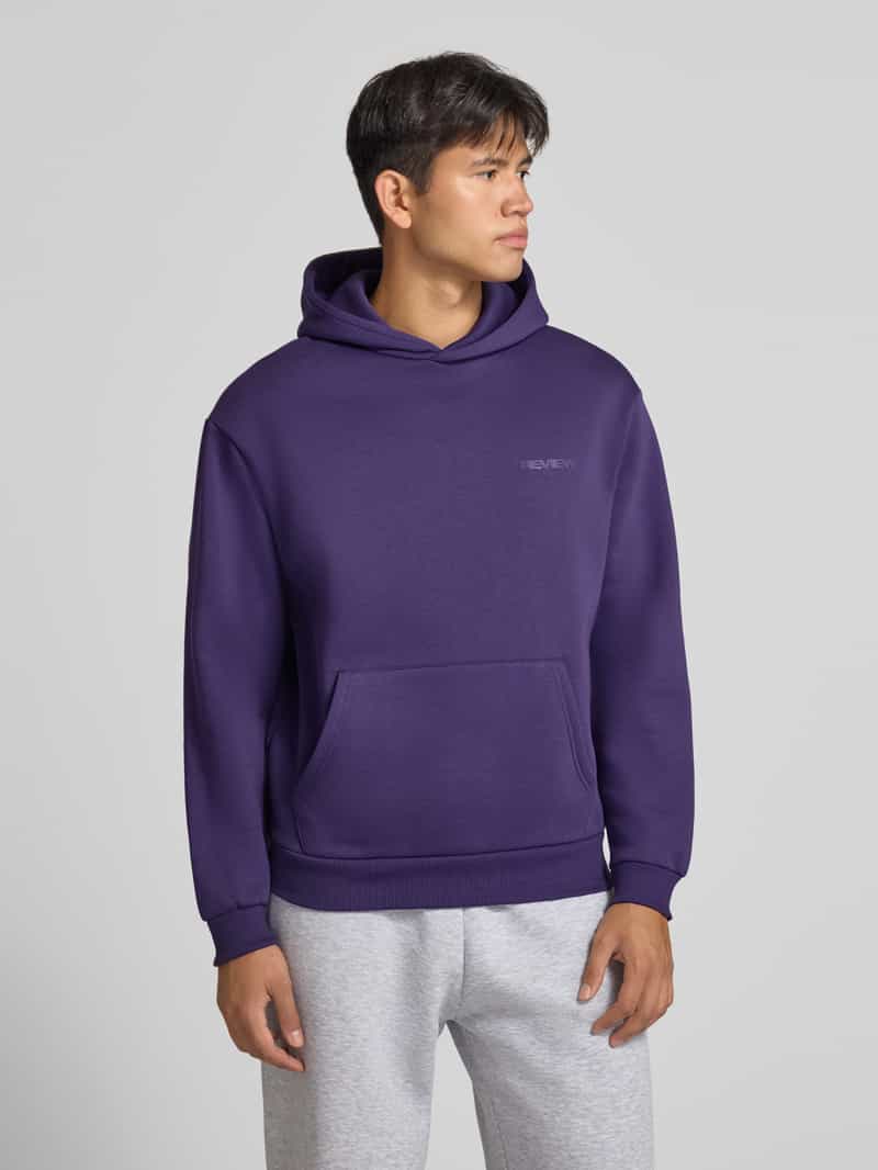 REVIEW Regular fit hoodie van katoenmix met labeldetail