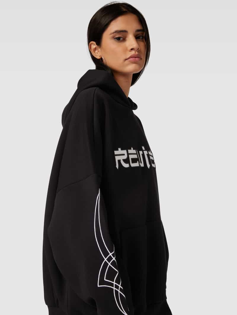 Review Oversized hoodie met labelstitching