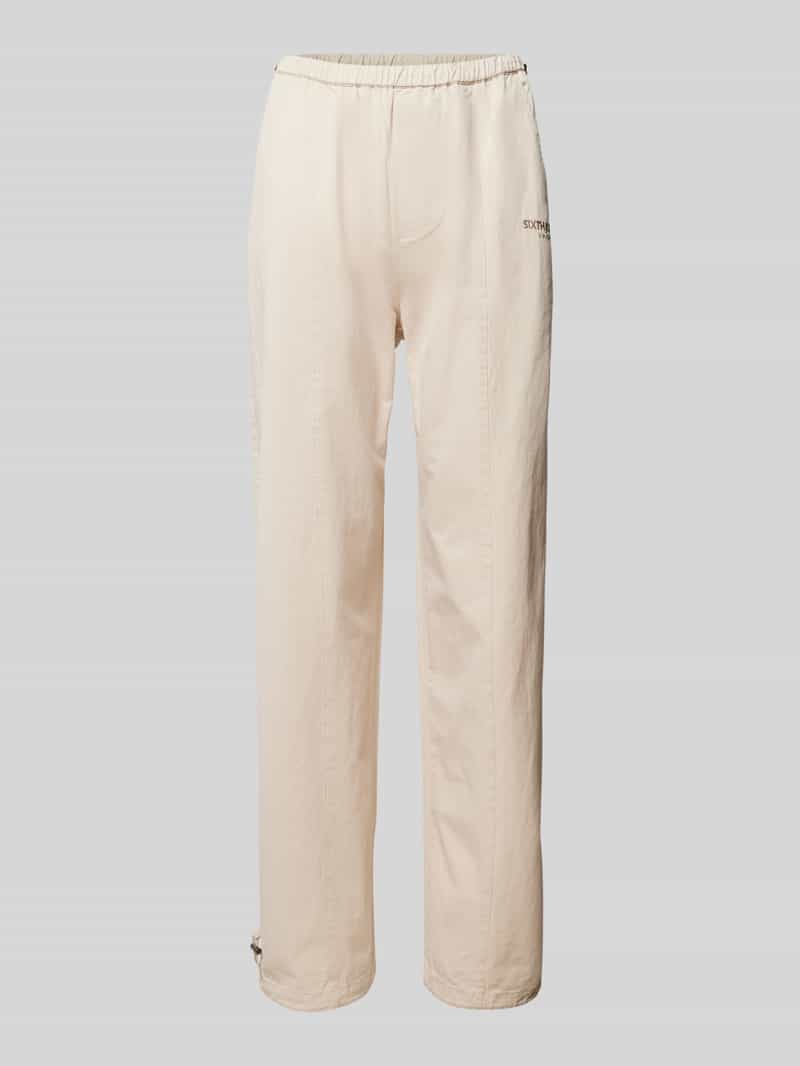 Sixth June Straight leg stoffen broek met labelstitching
