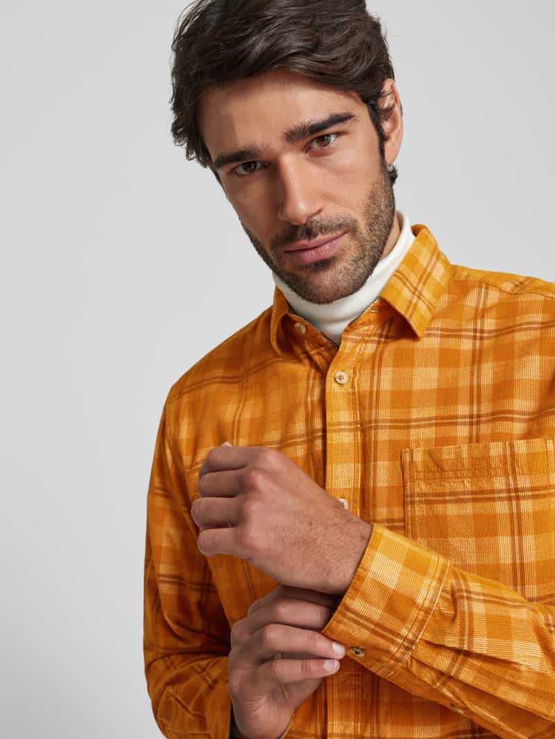 Tom Tailor Regular fit vrijetijdsoverhemd van puur katoen met corduroy ruitmotief