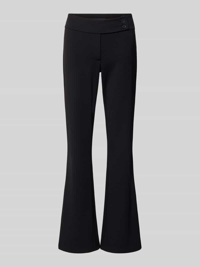 Gina Tricot Flared fit broek van elastische viscosemix met knoopsluiting