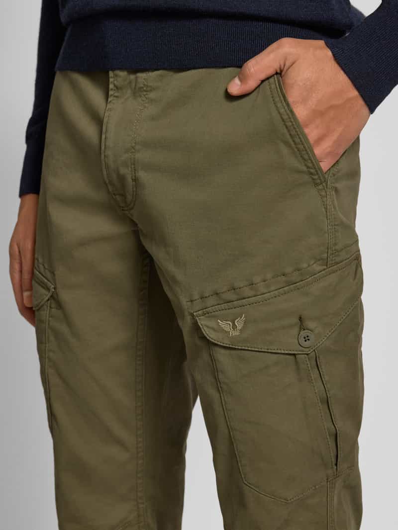PME Legend Slim fit cargobroek met logostitching