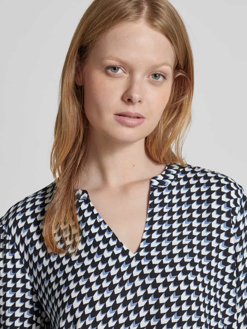 Tom Tailor Loose fit blouse met lange mouwen van soepel viscose met tuniekkraag