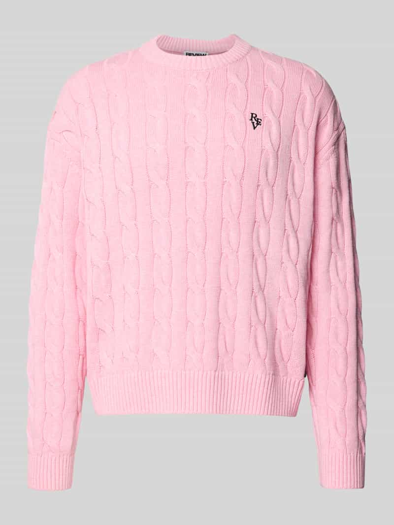 REVIEW Gebreide pullover met kabelpatroon en labelstitching
