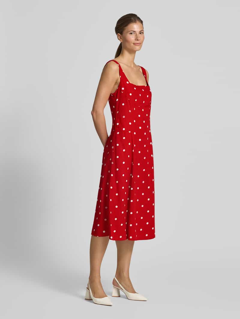 Apricot midi-jurk met linnen en vierkante hals, foto 5