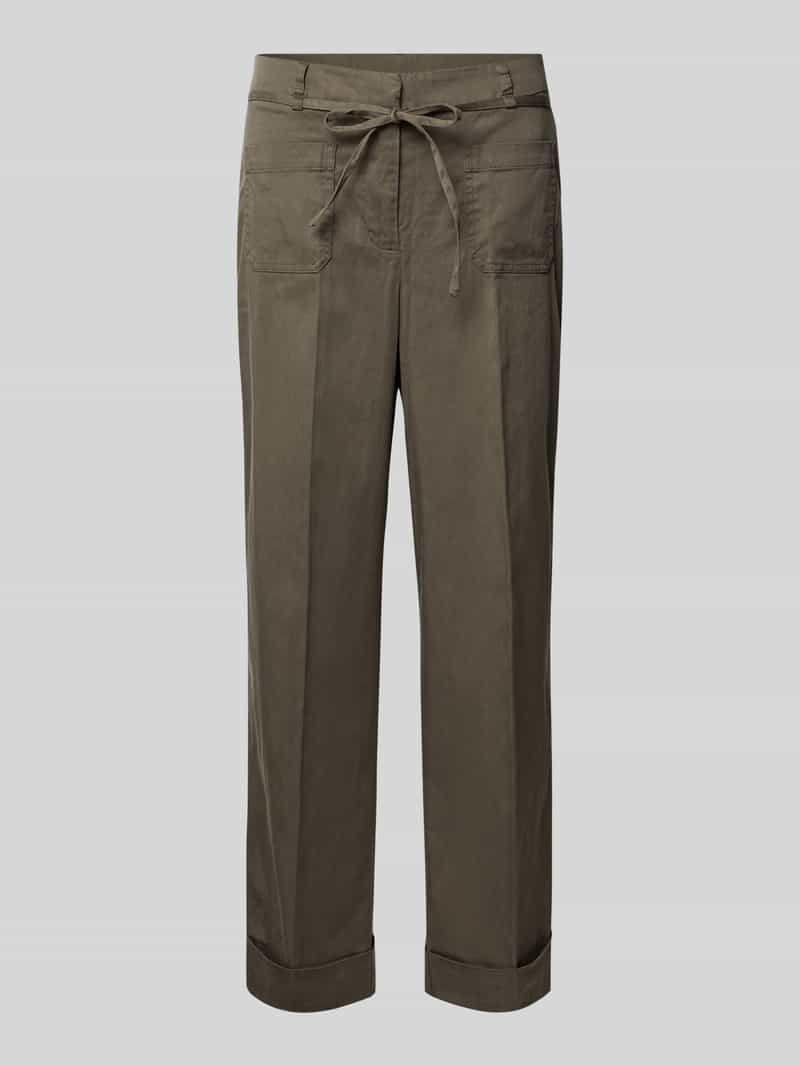 Opus Straight leg stoffen broek met persplooien model 'Meeri'