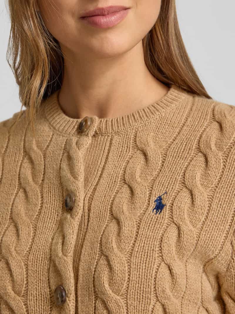 Polo Ralph Lauren Gebreid jack van een mix van linnen en kasjmier met kabelpatroon