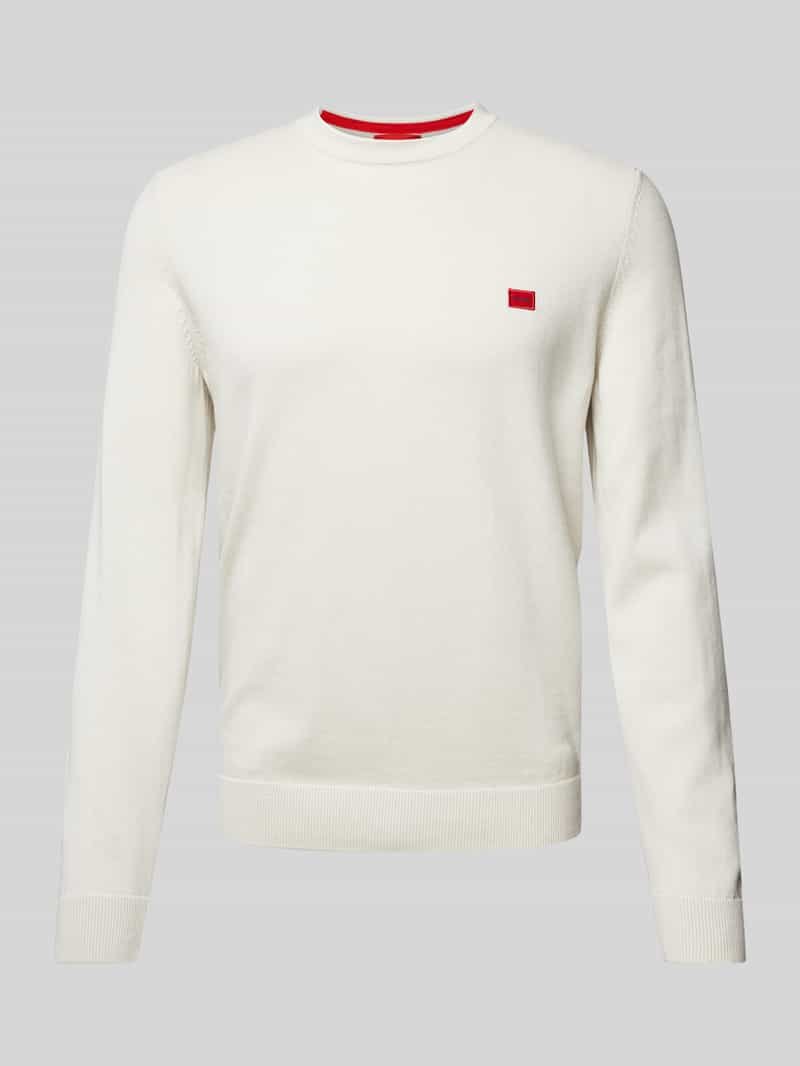 HUGO Gebreide pullover met labelbadge, model 'San Cassius'