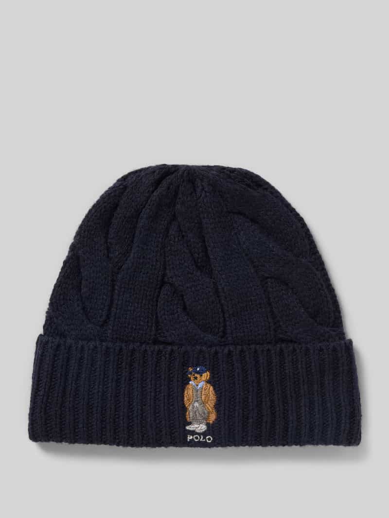 Polo Ralph Lauren Wollen muts met motiefstitching model 'FALL BEAR'