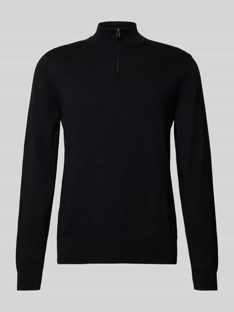 Boss Gebreide pullover met korte ritssluiting model 'Padro'