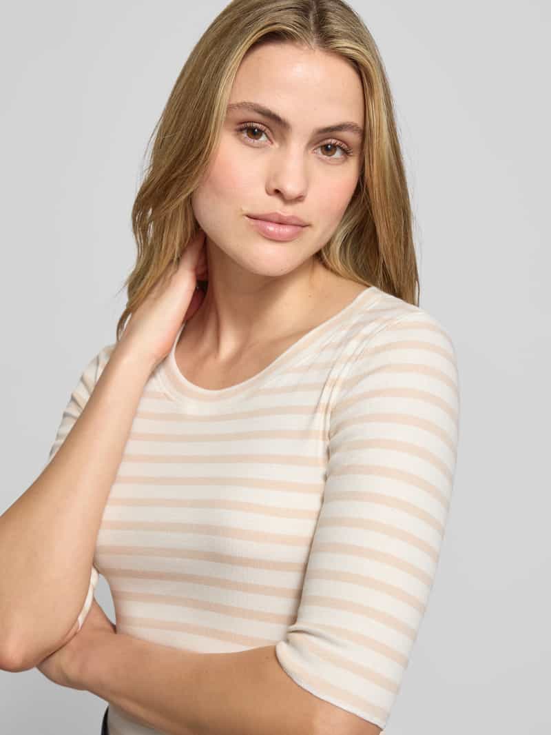 Marc Cain T-shirt met ronde hals en mouwen met opslag