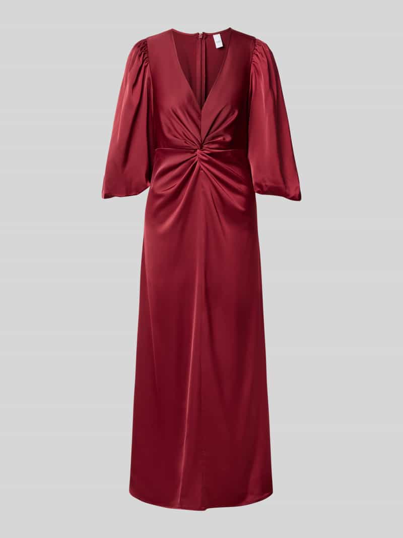 YAS Cocktailjurk met knoopdetail en v-hals model 'THEA'