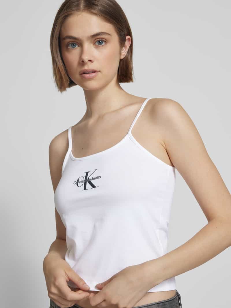Calvin Klein Jeans Top met labelstitching en spaghettibandjes
