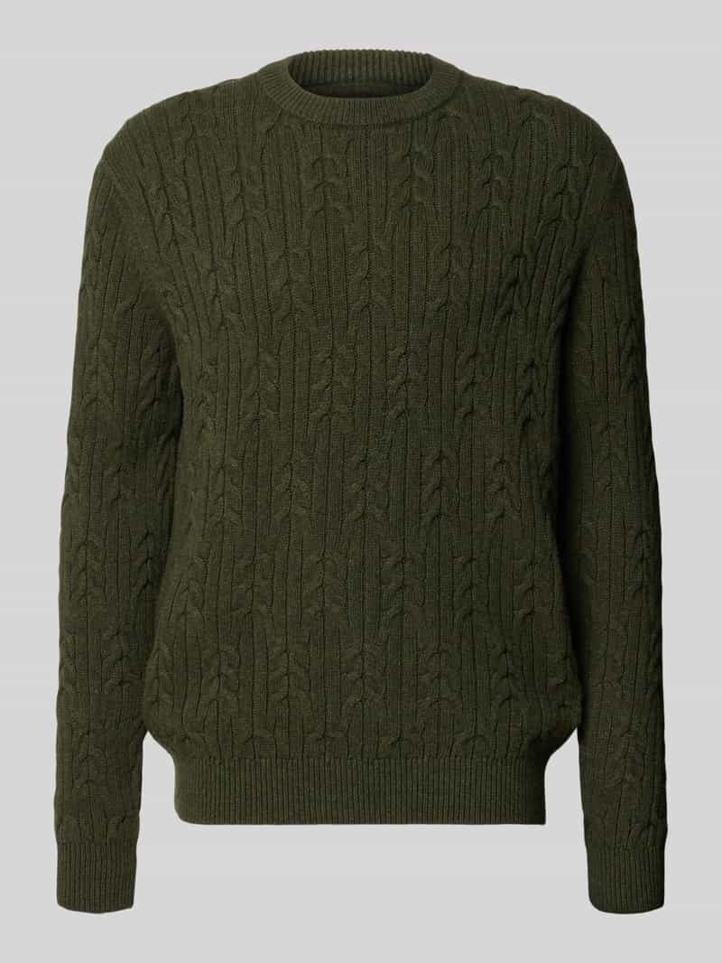 FYNCH-HATTON Gebreide pullover van mix van katoen en wol met kabelpatroon