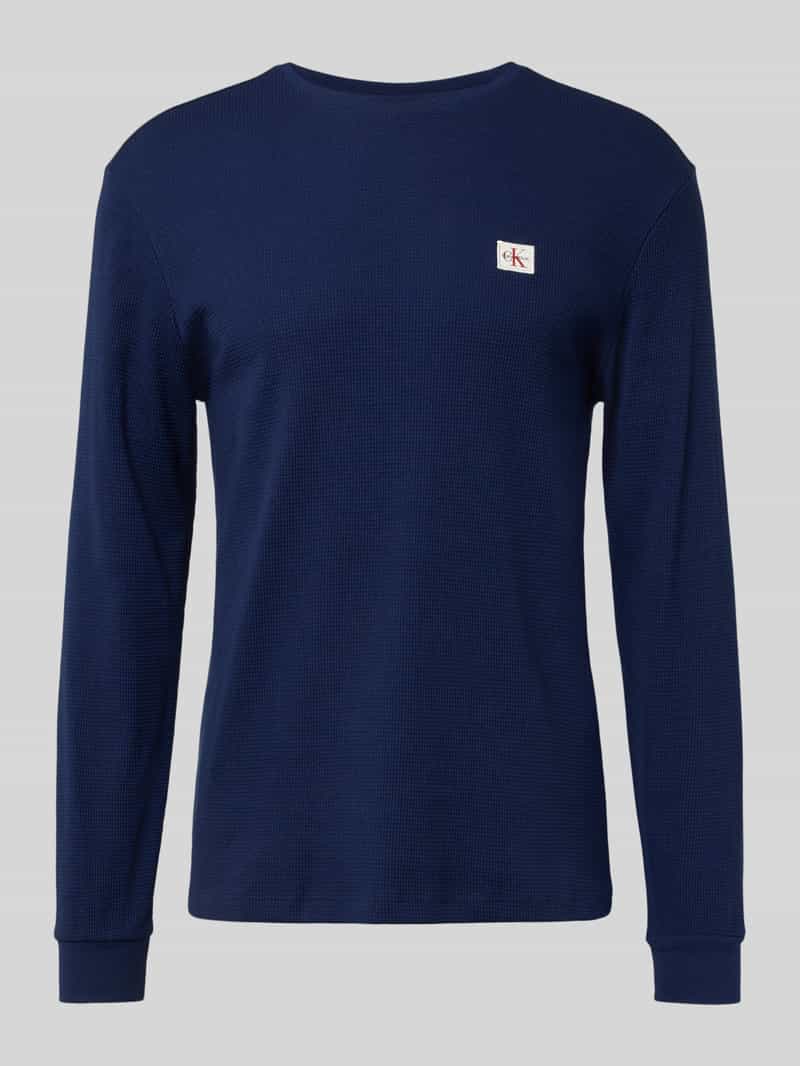 Calvin Klein Jeans Slim fit shirt met lange mouwen en logopatch model 'Waffle'