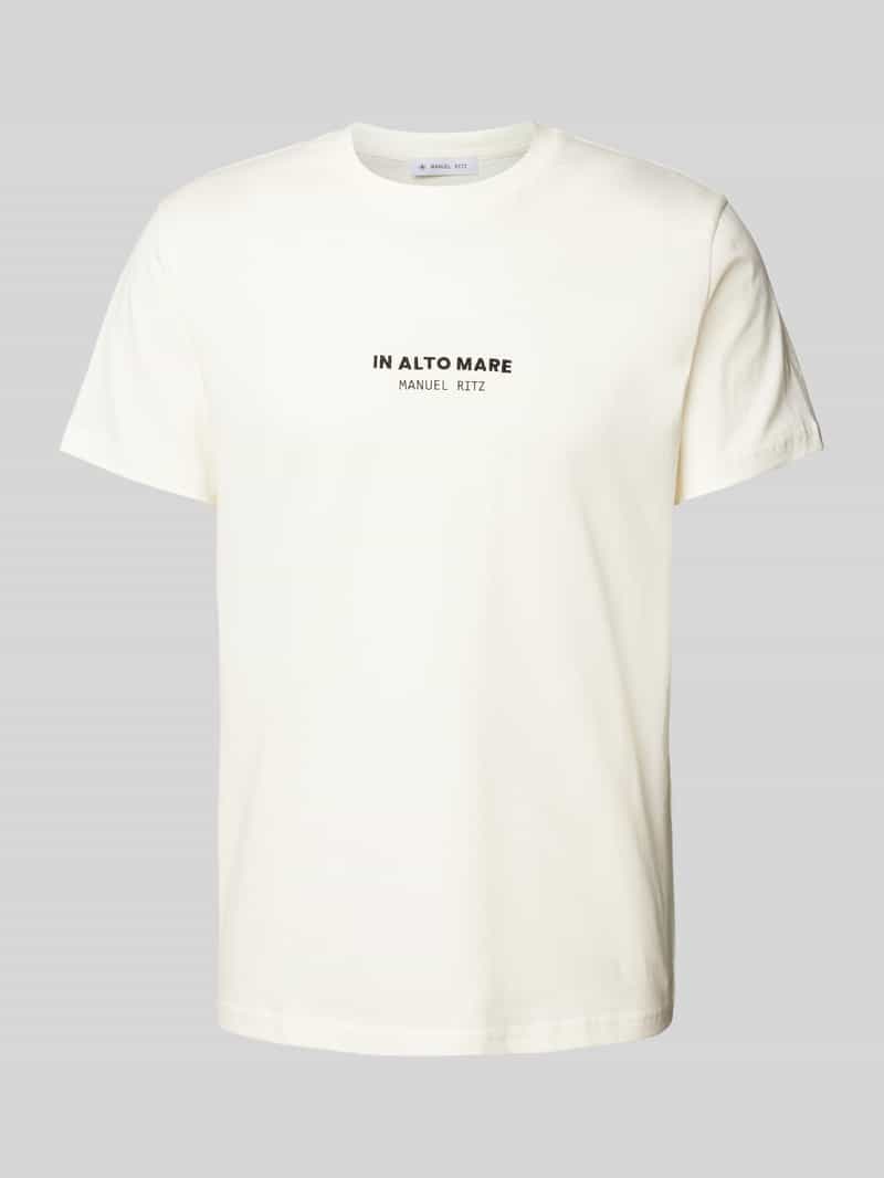 Manuel Ritz T-shirt met geribde ronde hals