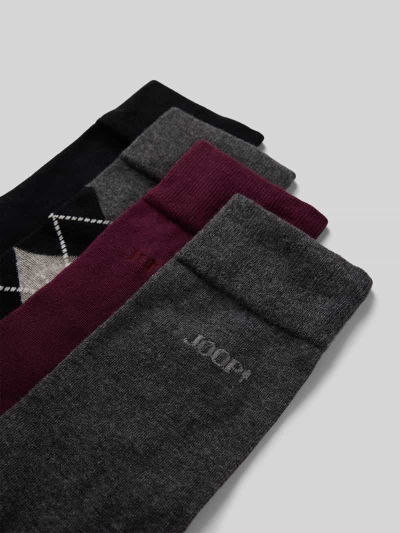 JOOP! Collection Regular fit sokken van wolmix in een set van 4 paar model 'Essentials'