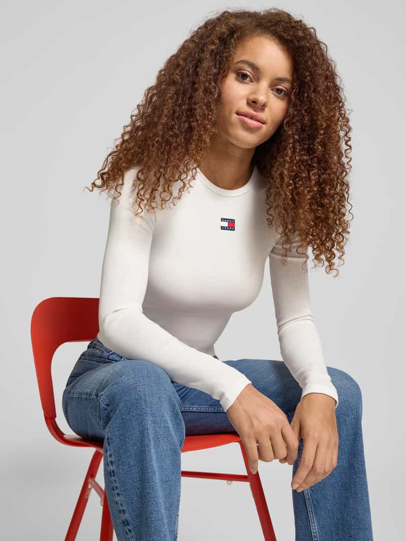 Tommy Jeans Slim fit shirt met lange mouwen van katoenmix