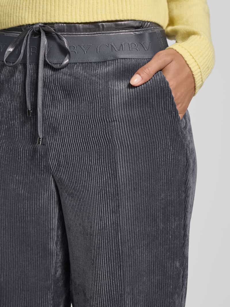 CAMBIO Loose fit korte corduroy broek met bandplooien model 'AVA DOUBLE JOGG'