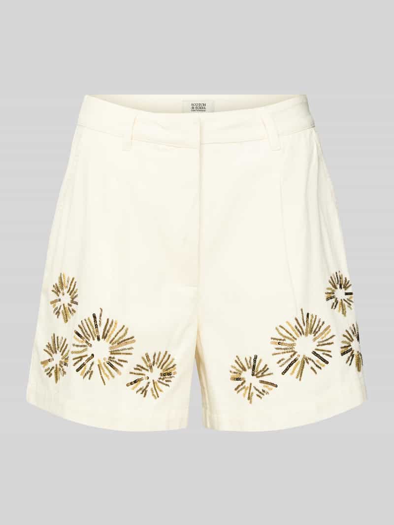Scotch & Soda Wide leg korte broek met siersteentjes en pailletten