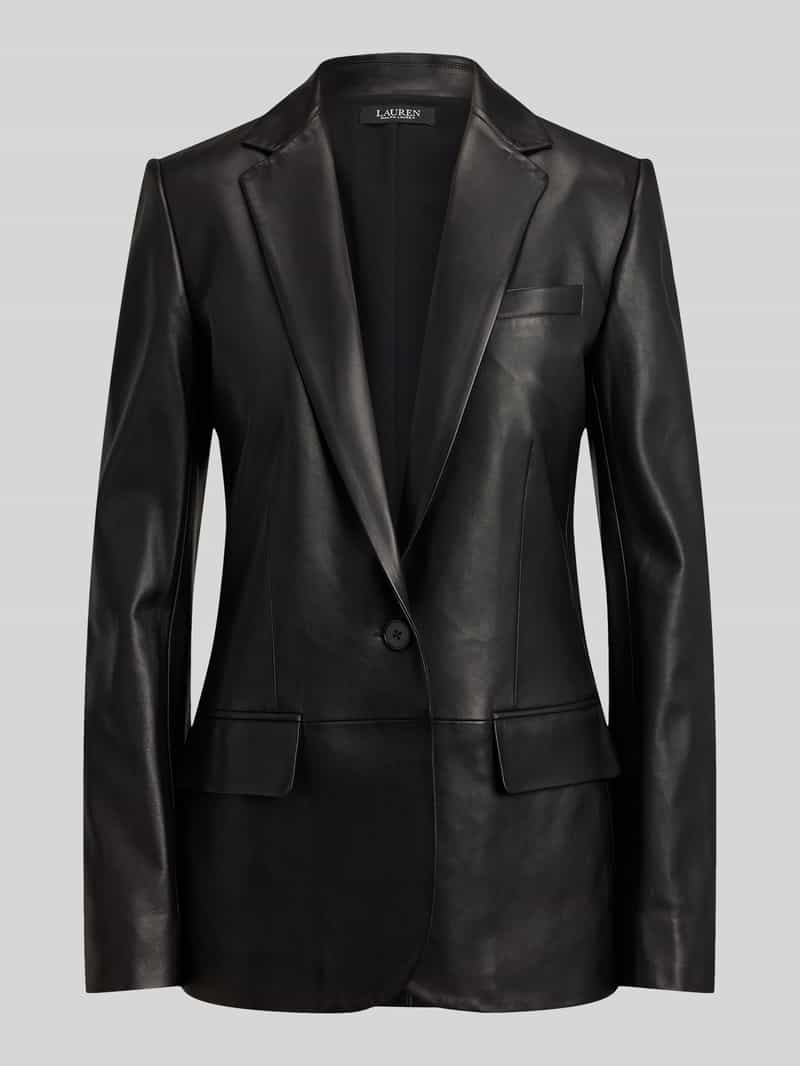 Lauren Ralph Lauren Regular Fit Blazer aus echtem Leder in Black, Größe 42 210178342