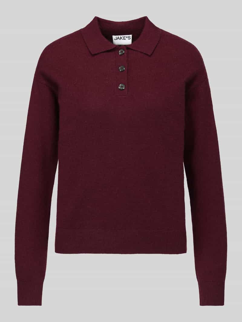 Jake*s Casual Pullover van kasjmier met polokraag
