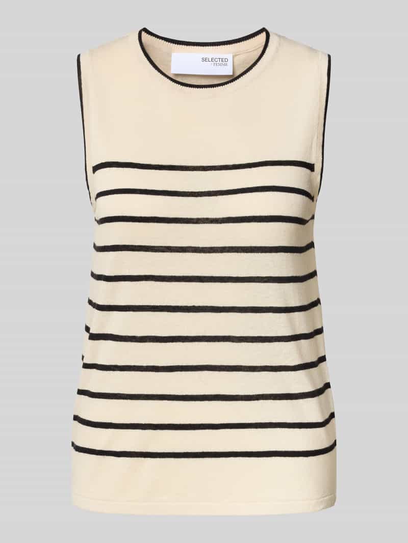 Selected Femme Linnen top met ronde hals model 'ESTHER'