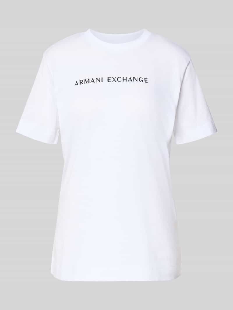Armani Exchange T-shirt met labelstitching en ronde hals