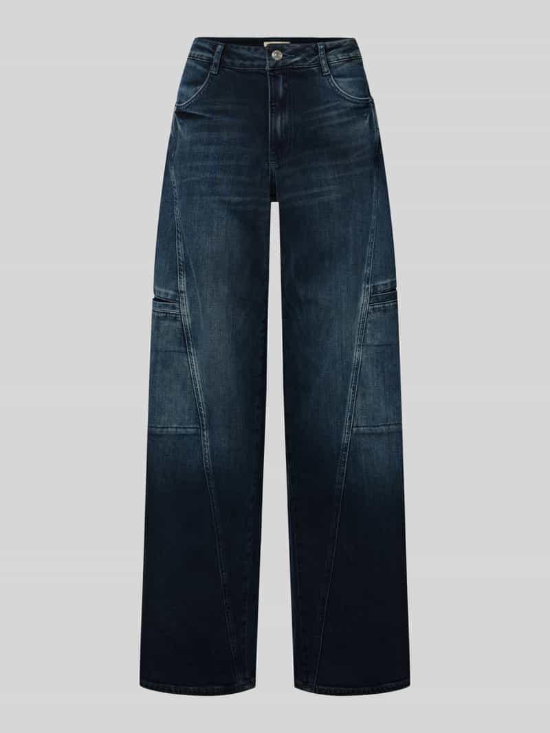 ETIQUETT ESSENTIALS Wide leg jeans met strookzakken model 'Lola'