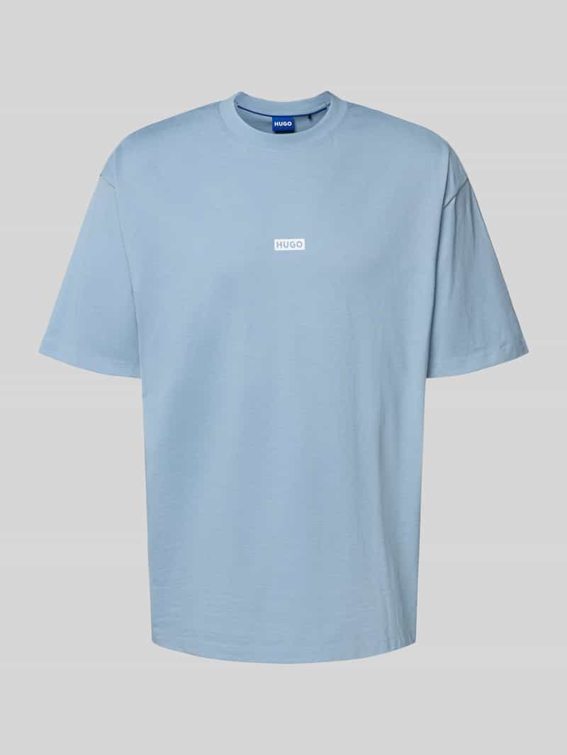 Hugo Blue T-shirt met labelprint model 'Nalono'
