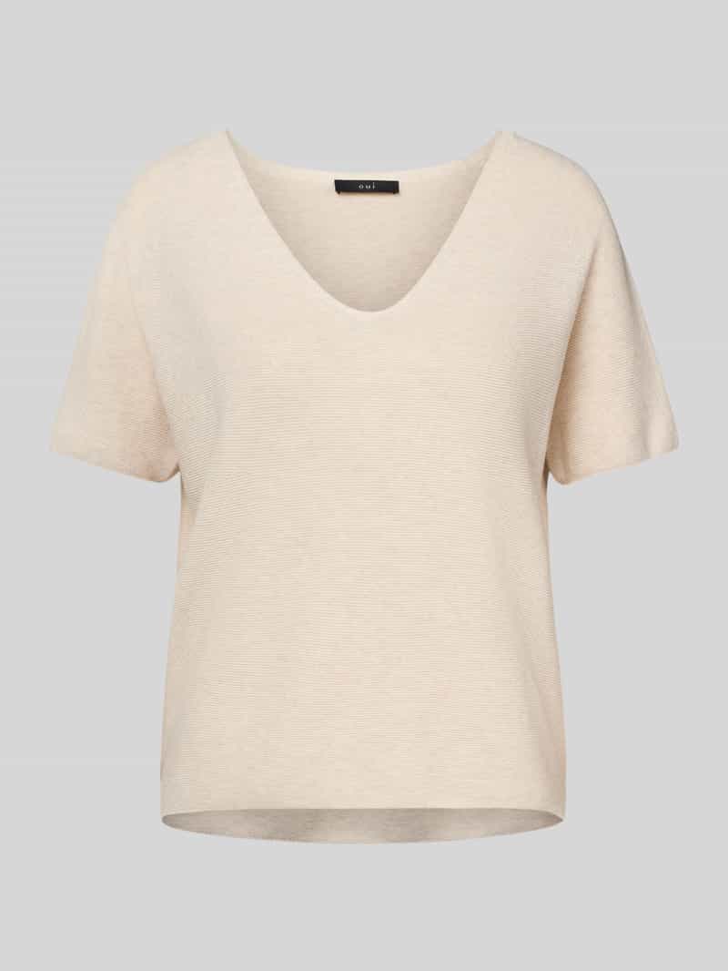 Gebreid shirt met V-hals