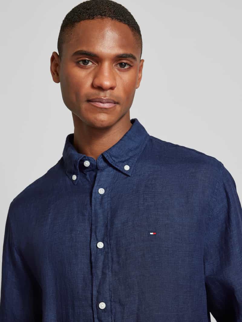 Tommy Hilfiger Regular fit linnen overhemd met button-downkraag