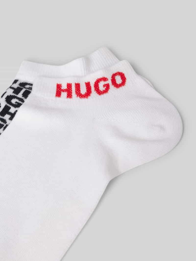 HUGO Sneakersokken met labeldetail in een set van 2 paar